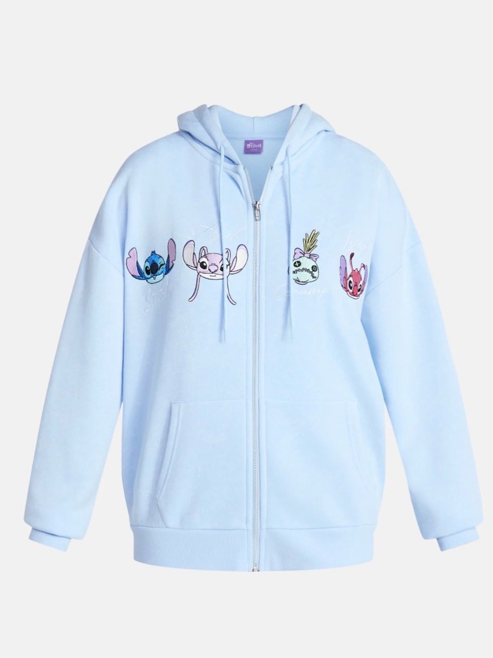 Disney Light Blue Stitch & Friends Zip Hoodie
